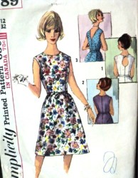5489 SIMPLICITY  '64 SLEEVELESS A-DRESS, 3 DIFFERENT BACKS, BELT  PATTERN 12 UNCUT